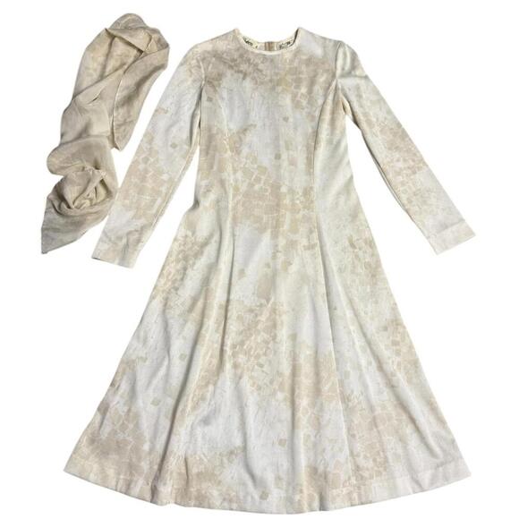 Dresses & Skirts - Goldworm 60s Italian jacquard geometric archival midi dress scarf set 12